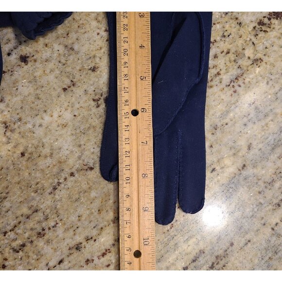New! Vintage Size M/L 7.5 Blue Cotton Stretch Formal 9.5" Gloves Braided Cuff - Picture 16 of 16